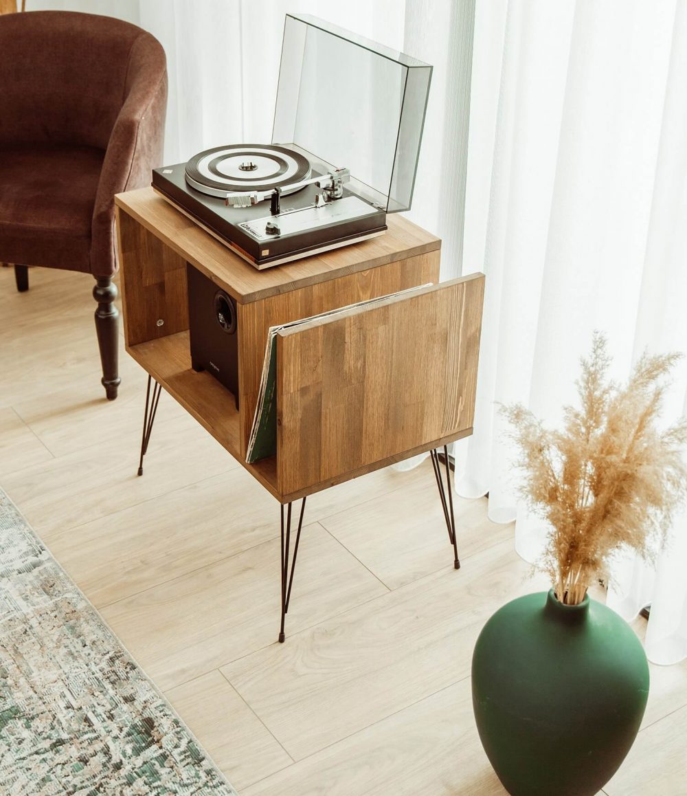 Jersey MCM Record Player Stand & Shelf & With Storage.