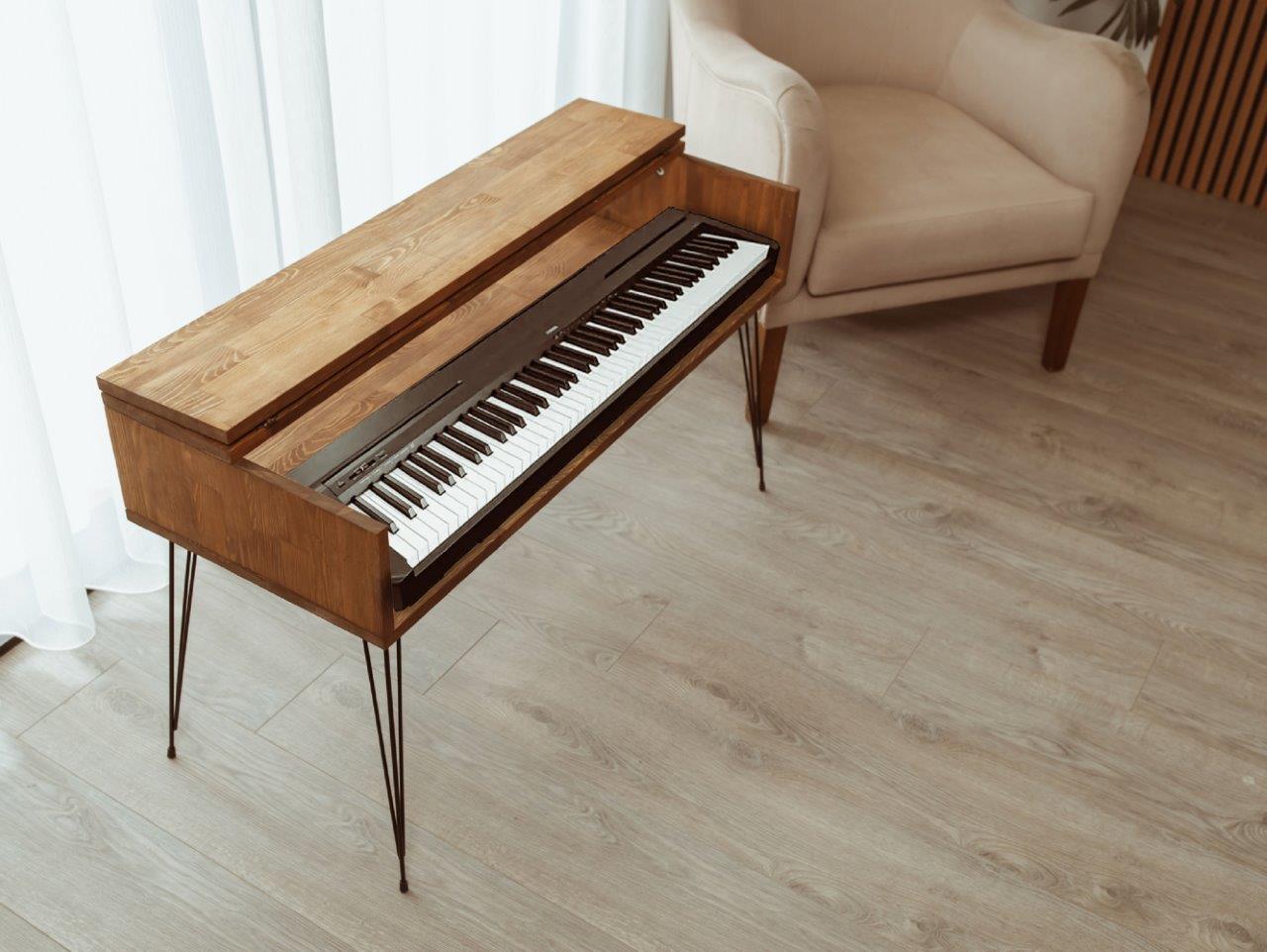 Mid Century Keyboard Piano Stand - Wood.